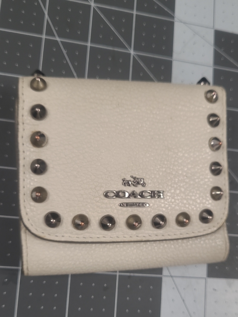 Rare COACH Ivory Studded Leather Wallet